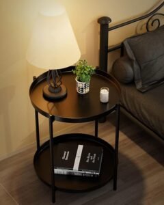 Stylish 2-Tier Metal Side Table