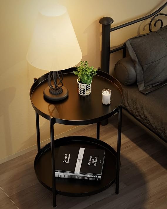 Stylish 2-Tier Metal Side Table